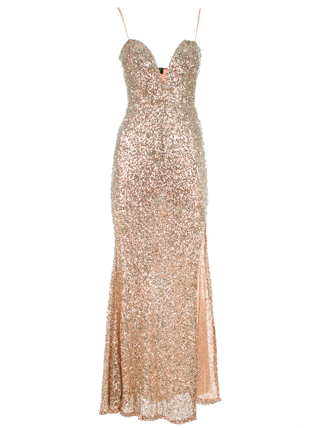 ABITO LUNGO PAILLETTES SENZA MANICHE, 2 TG  - GOLD